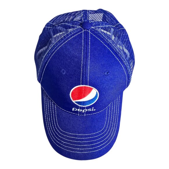Pepsi Adjustable Baseball Cap Trucker Hat Blue w/ Mesh & Snapback - Picture 6 of 8